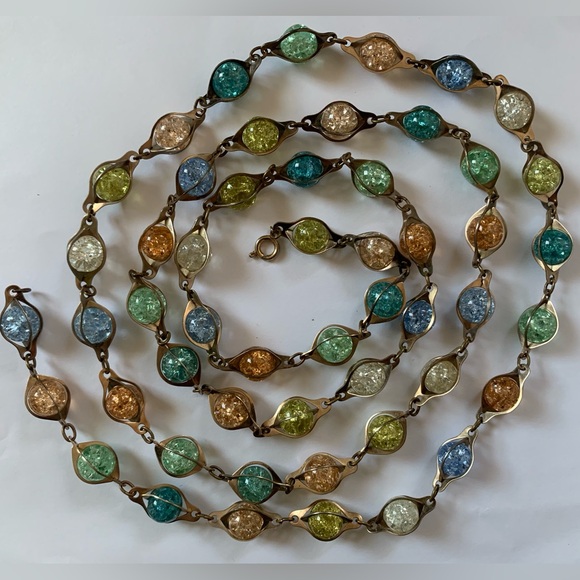 🔸Vintage Necklace Crackle Glasses Beads🔸 - Picture 2 of 12